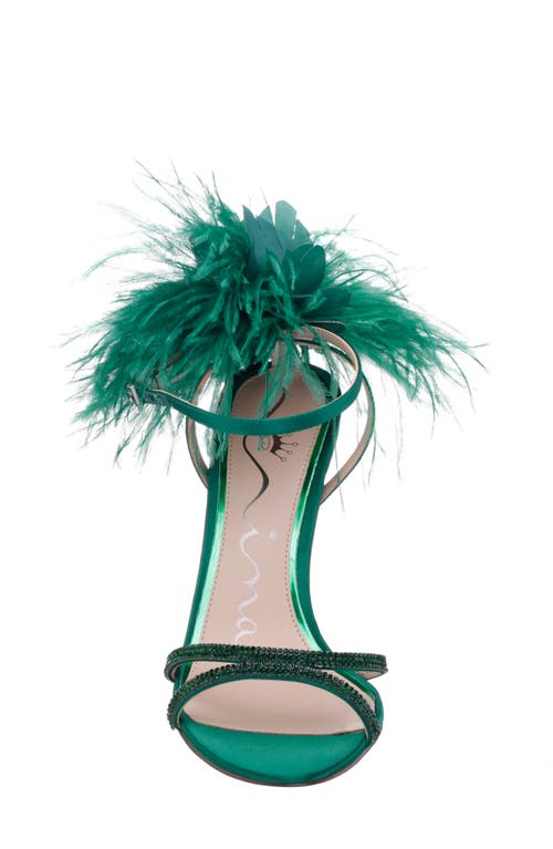 NINA NINA DEMI FAUX FEATHER ANKLE STRAP SANDAL 