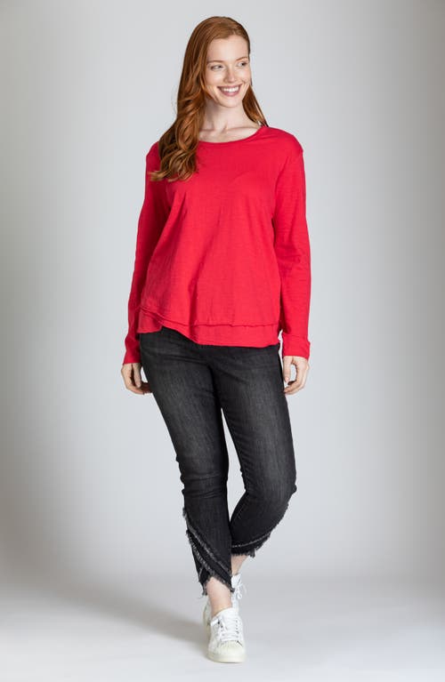 Apny Layered Hem Cotton Slub Top In Red