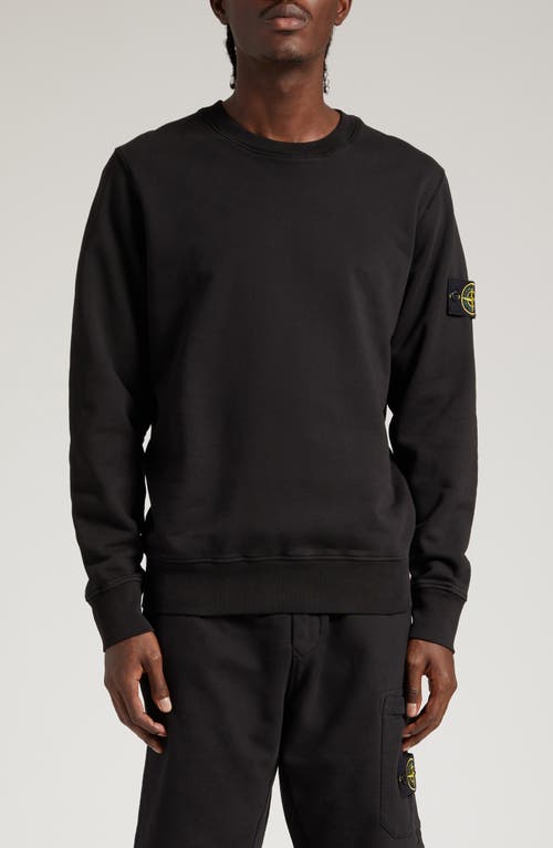 Stone Island Compass Logo Cotton Crewneck Sweatshirt in Black at Nordstrom, Size Small