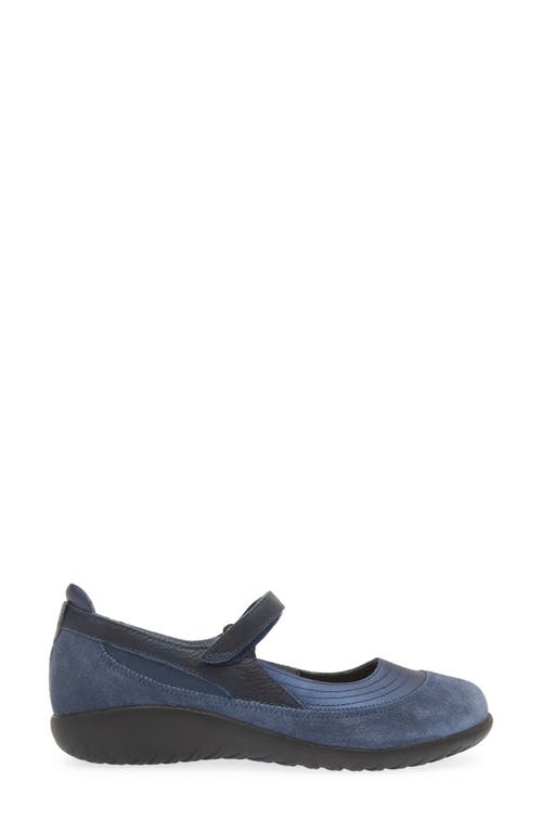 Naot Kirei Mary Jane Flat In Polar/mid Blue Suede/ink