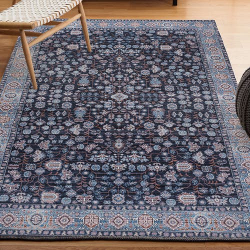 Shop Jonathan Y Kemer All-over Persian Machine-washable Area Rug In Black/blue