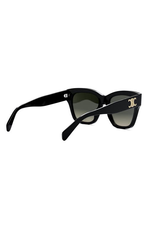 Celine Triomphe 55mm Round Sunglasses In Shiny Black/gradient Brown