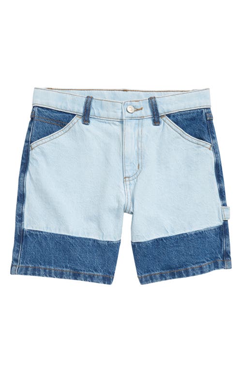PacSun Colorblock Carpenter Nonstretch Cotton Jean Shorts in Indigo Sky Blue