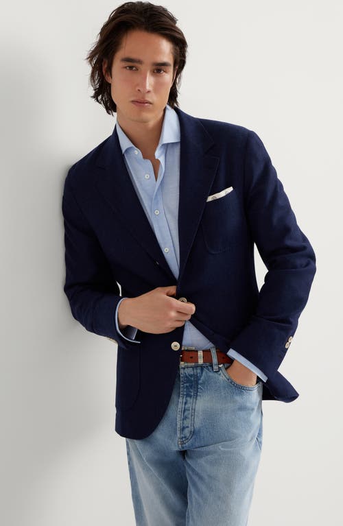 Shop Brunello Cucinelli Diagonal Twill Unconstructed Blazer In Blue