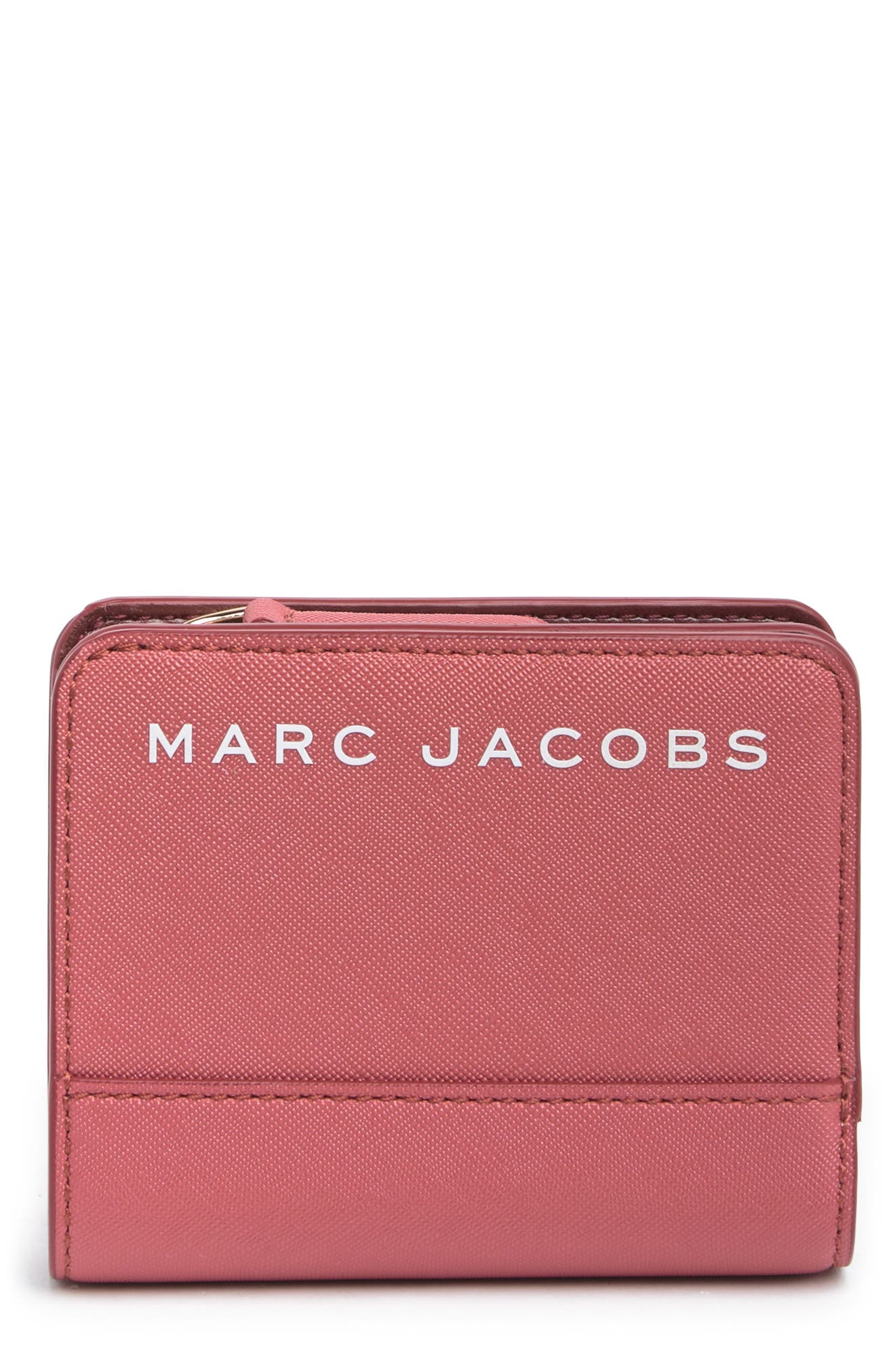 Marc Jacobs Branded Saffiano Leather Mini Wallet In Black | ModeSens