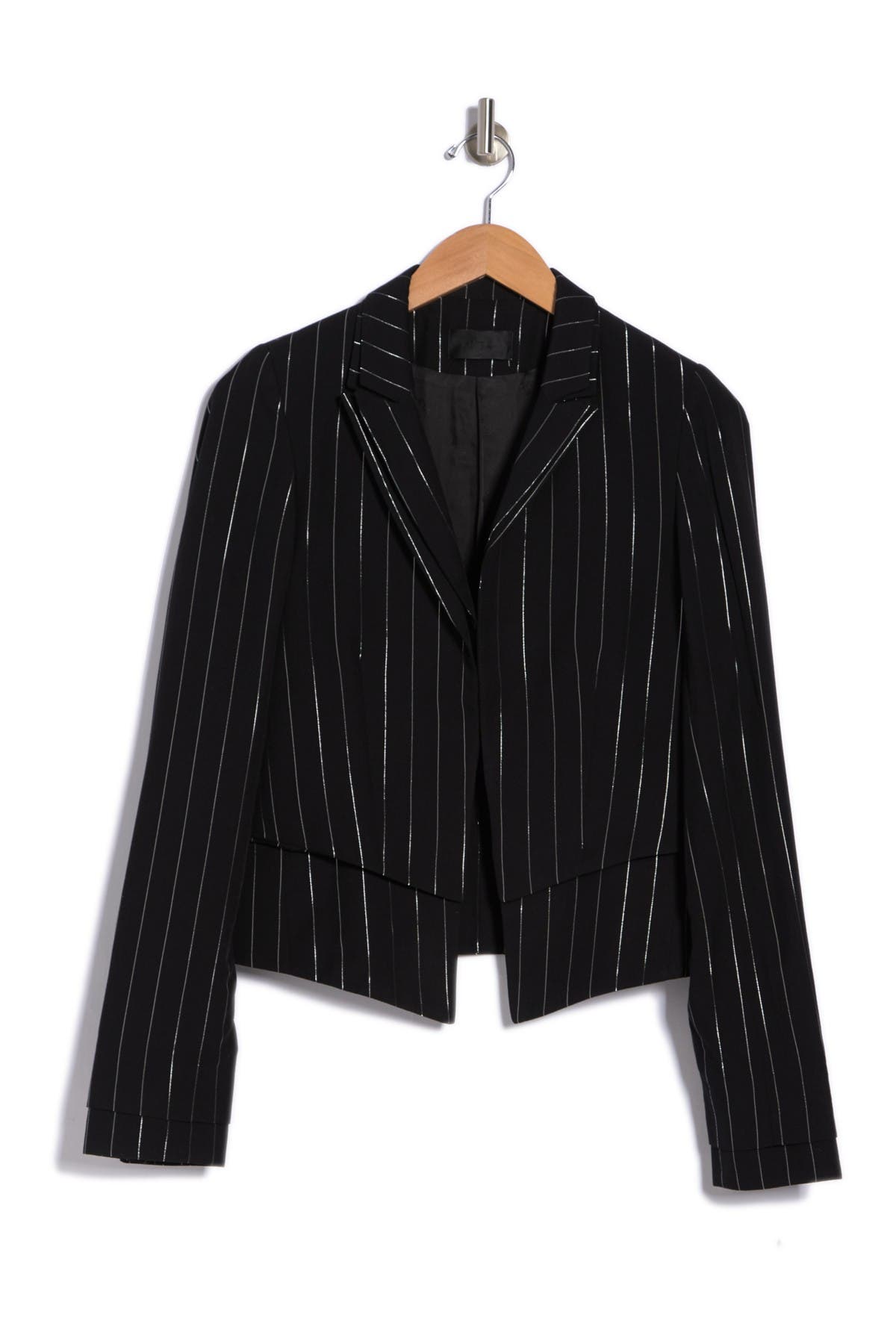 Rta Stella Double Layer Striped Blazer In Black | ModeSens