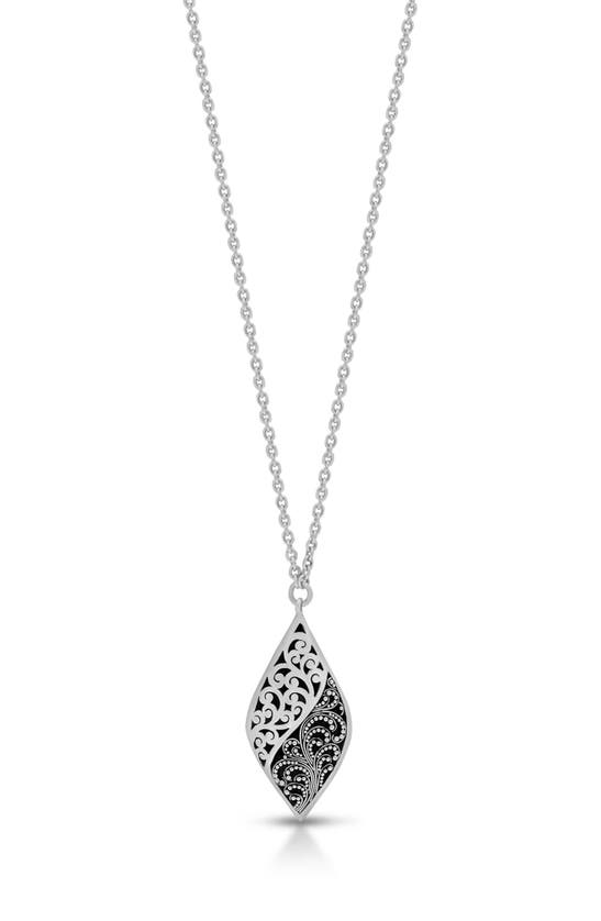 Lois Hill Sterling Silver Marquise Scroll Pendant Necklace In White