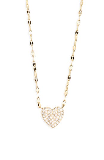 Shop Nordstrom Rack Cz Pavé Heart Pendant Necklace In Clear- Gold