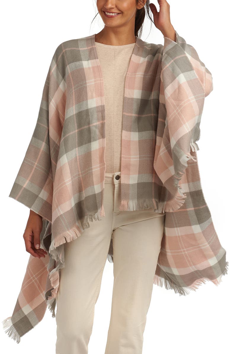 BARBOUR Staffin Tartan Poncho, Main, color, PINK/ GREY TARTAN
