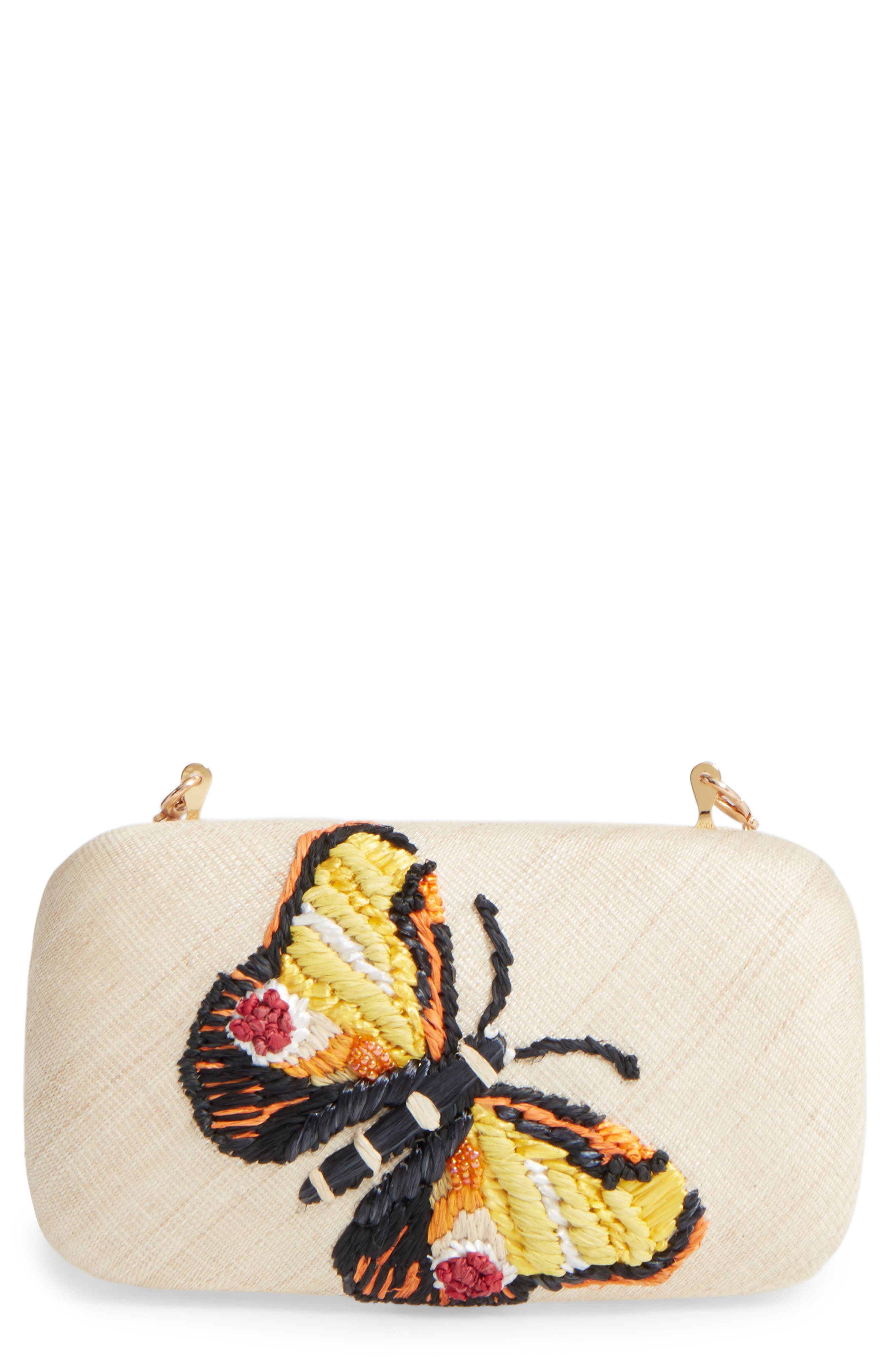 Franchi Flutter Embroidered Butterfly Box Clutch Nordstrom