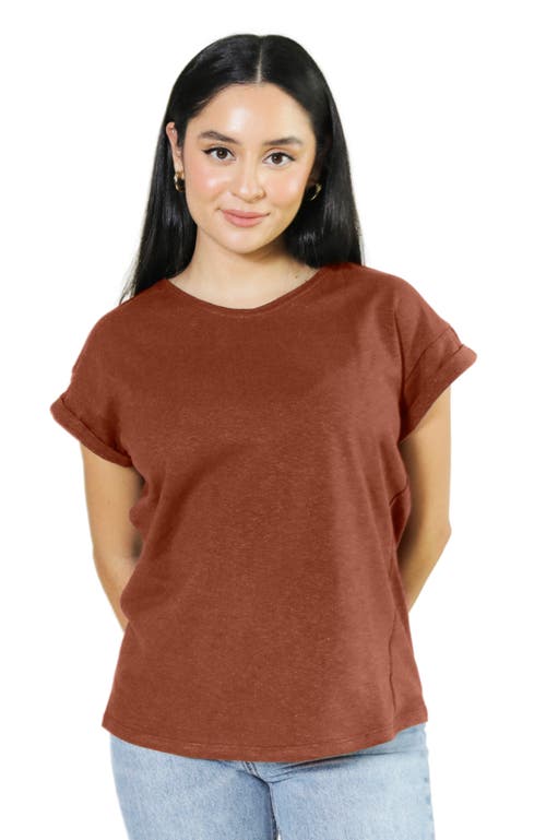 Poplinen Plus Jane Cuffed Hemp Tee In Pecan