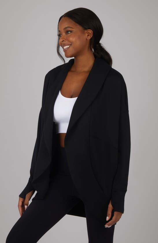 Yogalicious London Open Front Scuba Cardigan In Black