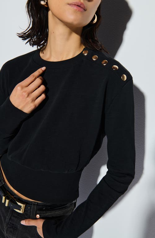 Shop Nation Ltd Monique Button Cotton Crop Top In Jet Black