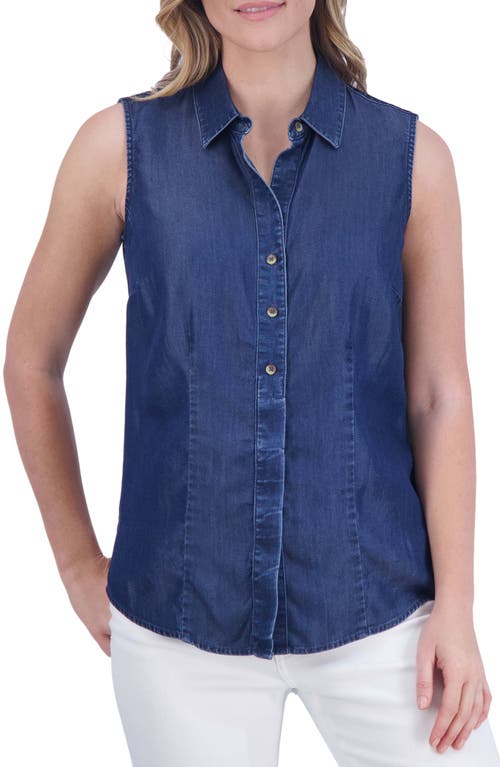 Foxcroft Ashley Sleeveless Chambray Button-Up Shirt at Nordstrom,