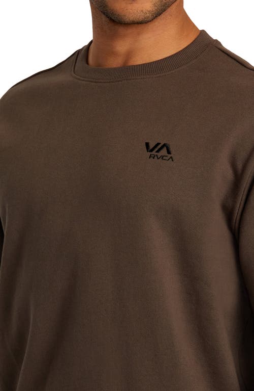 Shop Rvca Essential Logo Embroidered Sweatshirt In Mocha