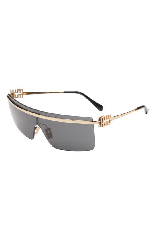 Shop Miu Miu 50mm Shield Sunglasses In Gold