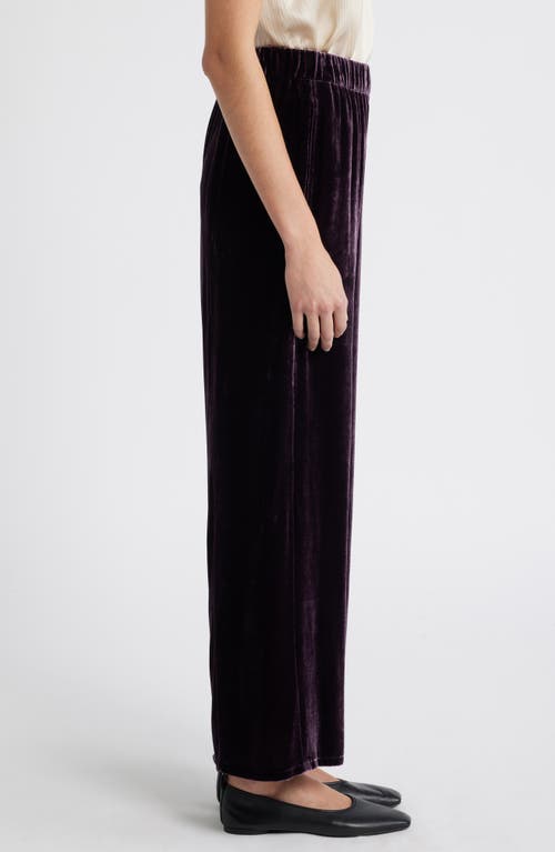 Shop Eileen Fisher Velvet Ankle Wide Leg Pants In Violet