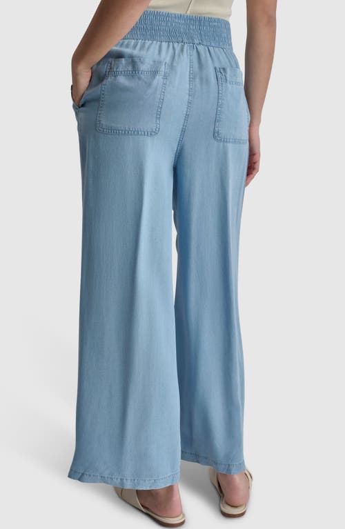 Shop Dkny Jeans High Rise Tencel® Lyocell Wide Leg Pants In Chambray