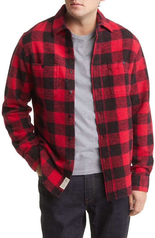 Buffalo Check Heavyweight Flannel Button-Up Shirt in Red