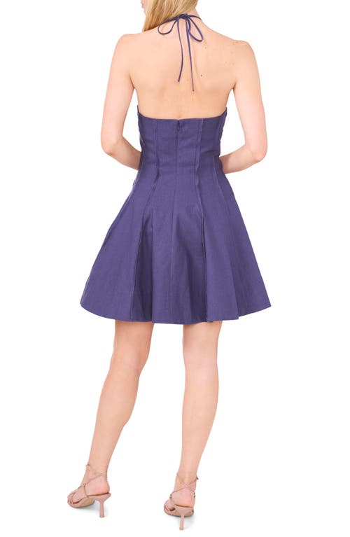 Parker The Dayna Halter Fit & Flare Linen & Cotton Minidress In Navy Berry