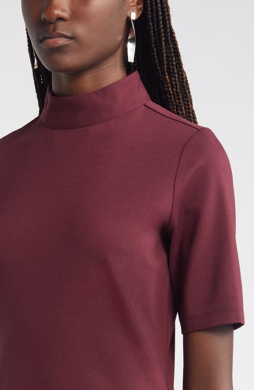 Shop Nordstrom Mock Neck Ponte Knit Fit & Flare Dress In Burgundy Royale