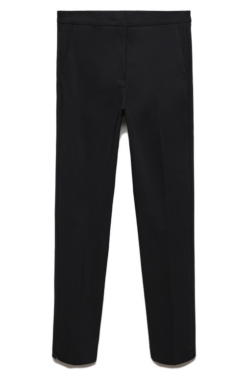 Mango Slim Fit Crop Pants In Black