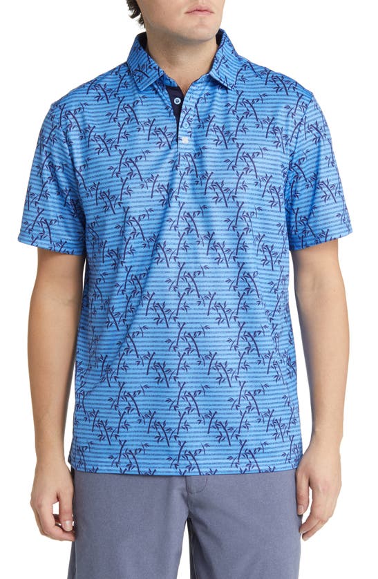 Black Clover Lucky Bamboo Print Performance Golf Polo In Azure | ModeSens