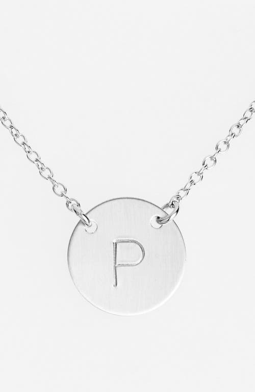 Sterling Silver Initial Disc Necklace in Sterling Silver P