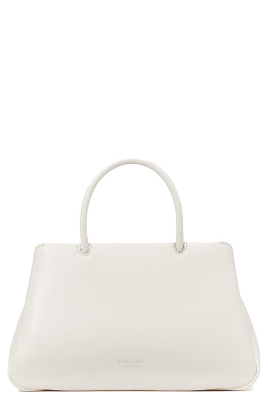 Shop Kate Spade Grace Smooth Leather Satchel In Cream