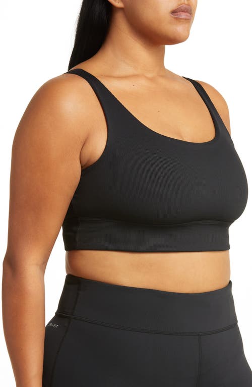 Shop Nike Alate Solo Rib Sports Bra In Black/black/pcg3c