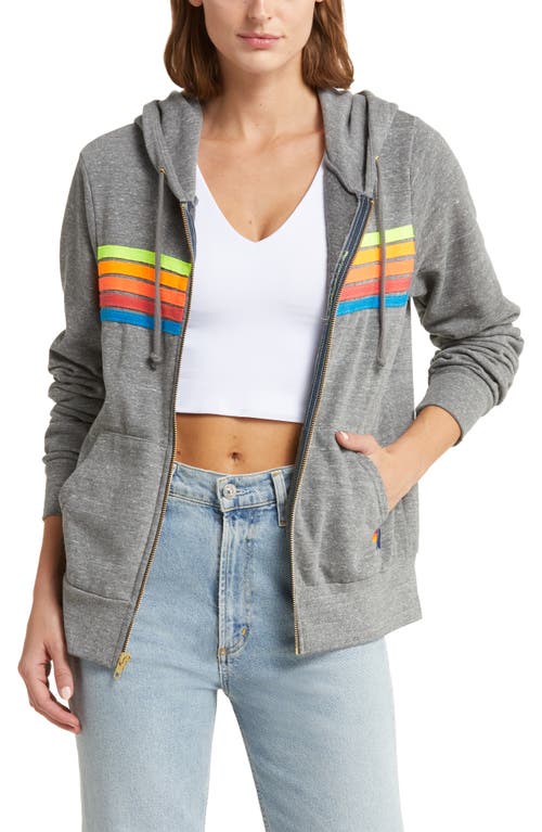 Shop Aviator Nation 5-stripe Zip Hoodie In Heather/neon Rainbow