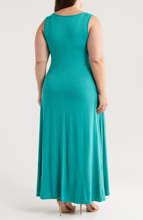 24seven Comfort Apparel Stretch A-line Tank Dress In Jade