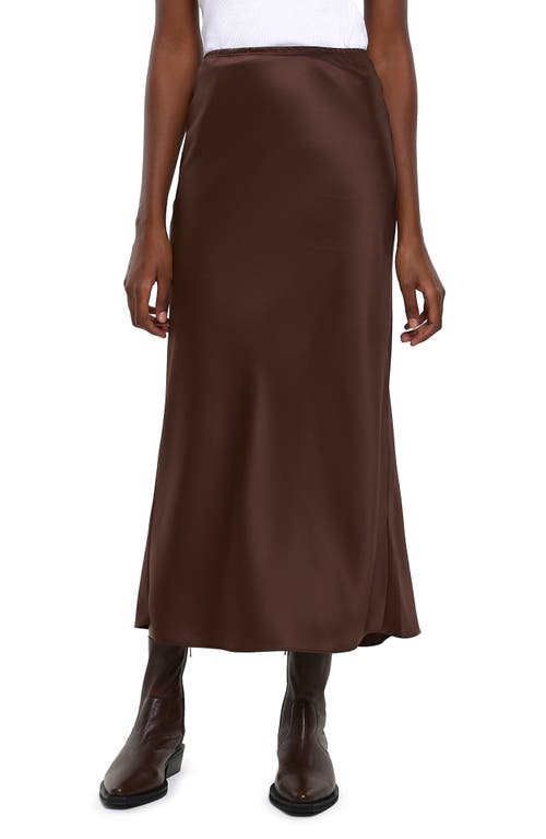 Bias Cut Satin Skirt in Brown