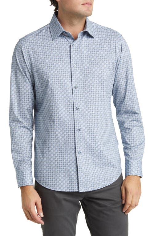 Bugatchi James OoohCotton Plaid Print Stretch Cotton Button-Up Shirt Navy at Nordstrom,