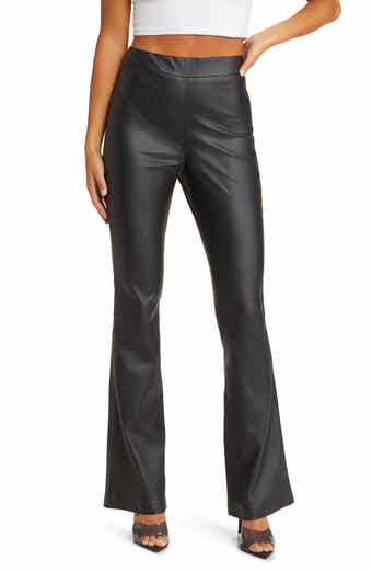 Espresso Women's Bell Bottom High Waisted Faux Leather Pants Flare