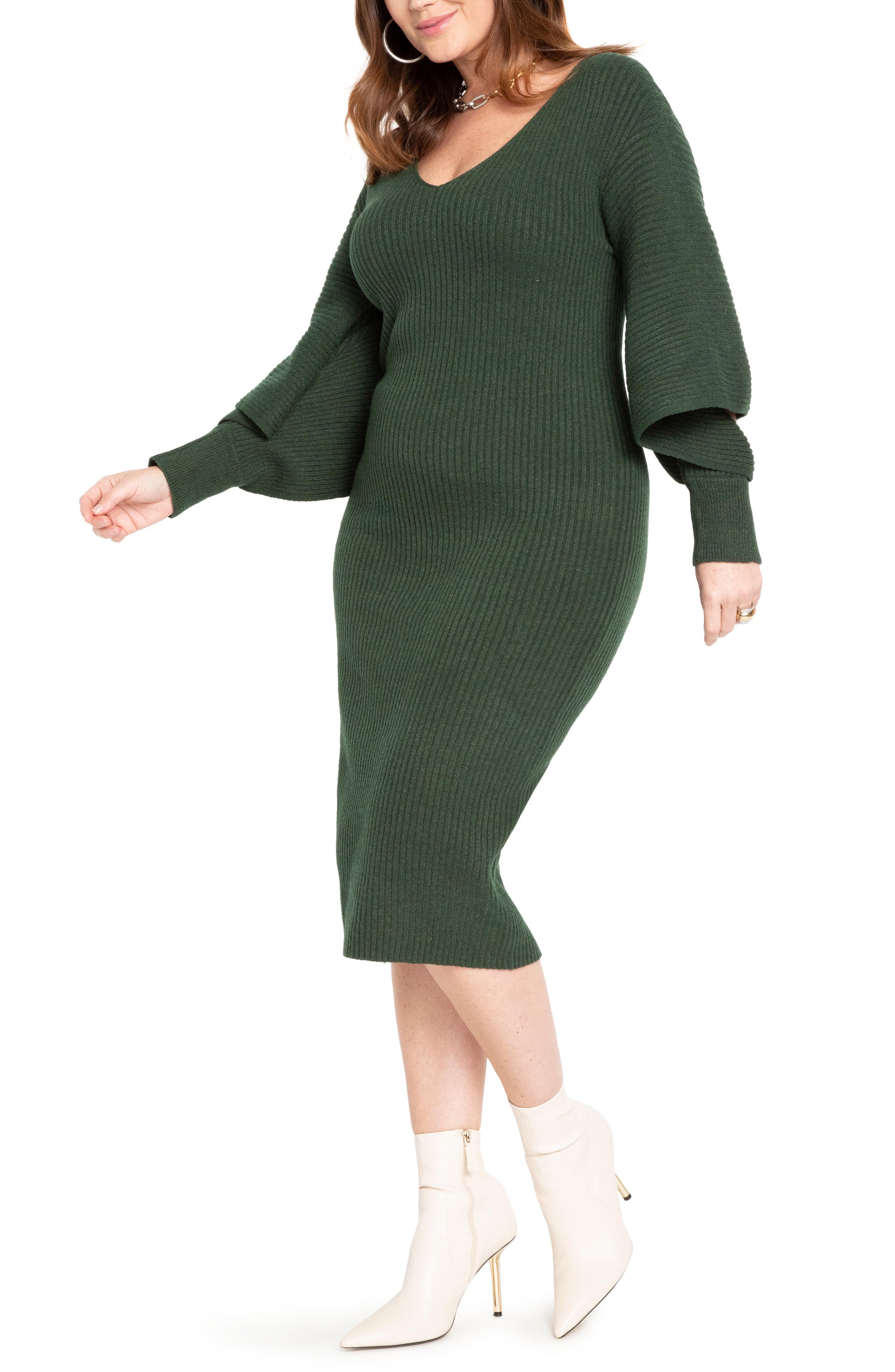 green sweater dress plus size