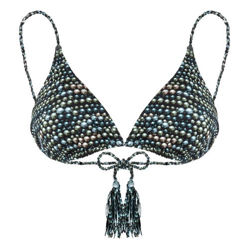 Vilebrequin Pearl Jersey Rope Tresses Triangle Bikini Top In Noir