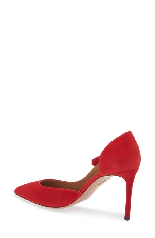 Shop Aquazzura Very Bow Tie Pointed Toe Pump In Lipstick