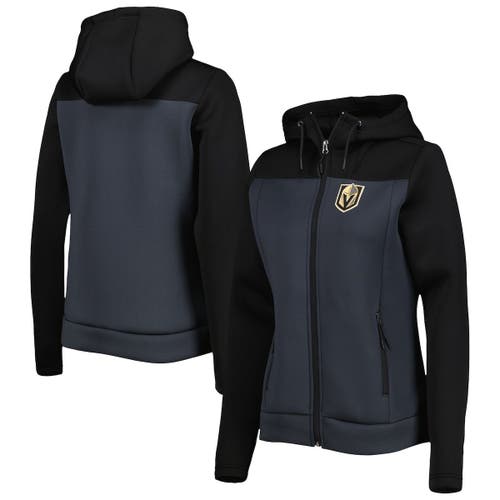 Women's Antigua Black/Gray Vegas Golden Knights Protect Full-Zip Jacket