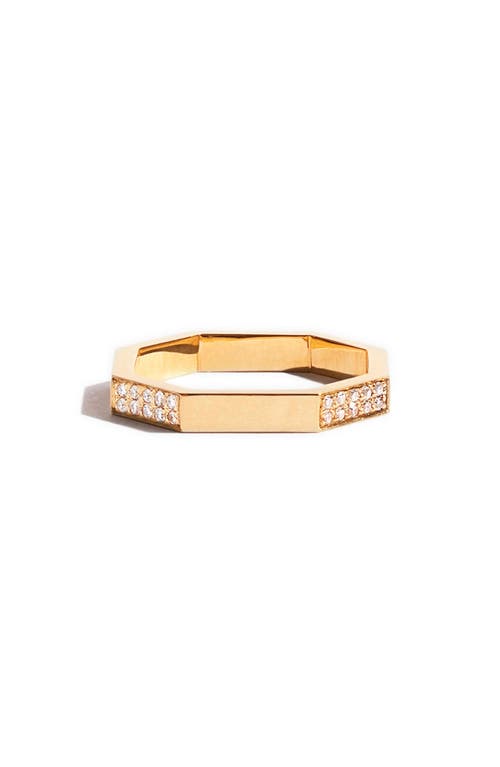 Octogone Simple Pavé Lab Created Diamond Band in 18K Yellow Gold/Lab Diamonds