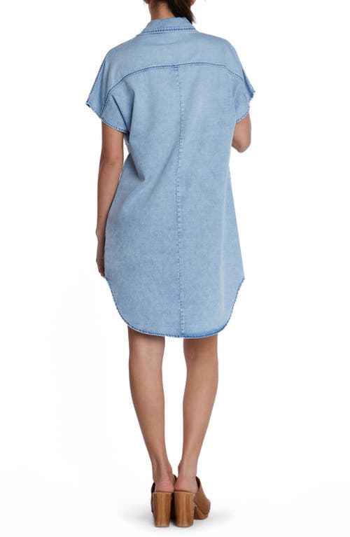 Shop Wash Lab Denim High/low Denim Shirtdress In Sky Blue