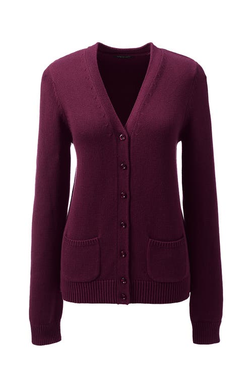Lands' End School Uniform  Cotton Modal Button Front Cardigan Sweater In Burgundy