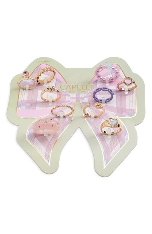 Shop Capelli New York Kids' Set Of 10 Rings In Purple Multi