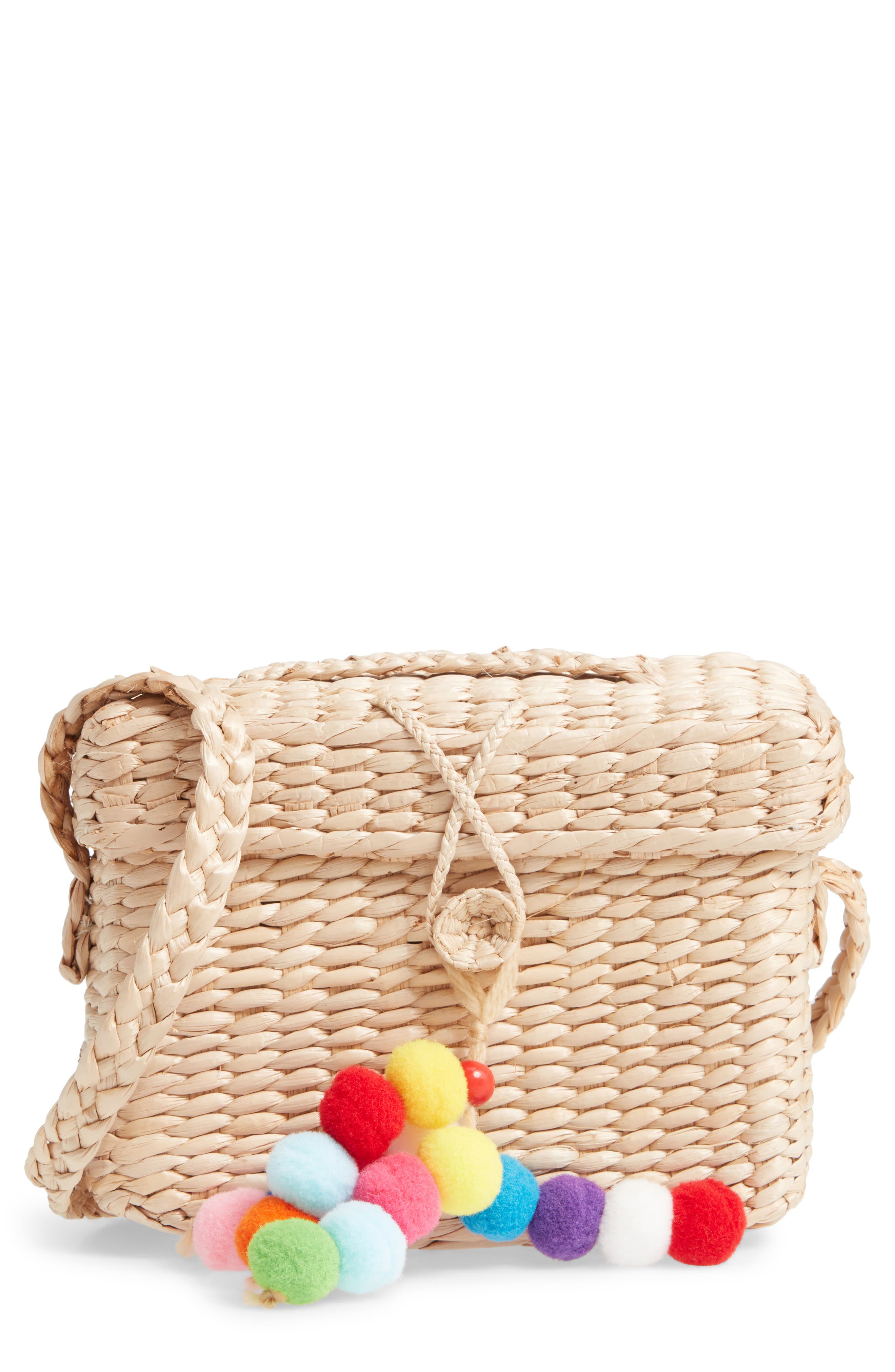 pom pom woven bag