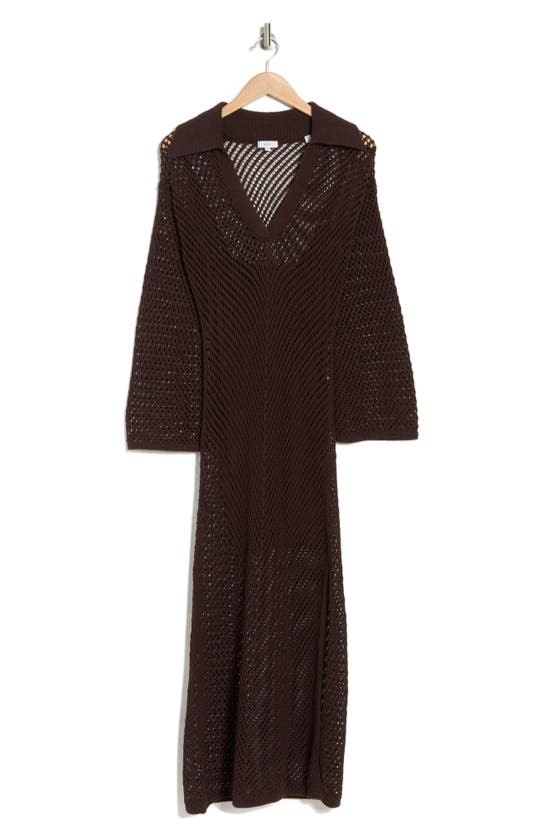 Shop A.l.c . Freya Long Sleeve Open Stitch Dress In Darkest Plum