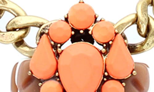 Shop Olivia Welles Zaria Deco Necklace In Burnished Gold/coral