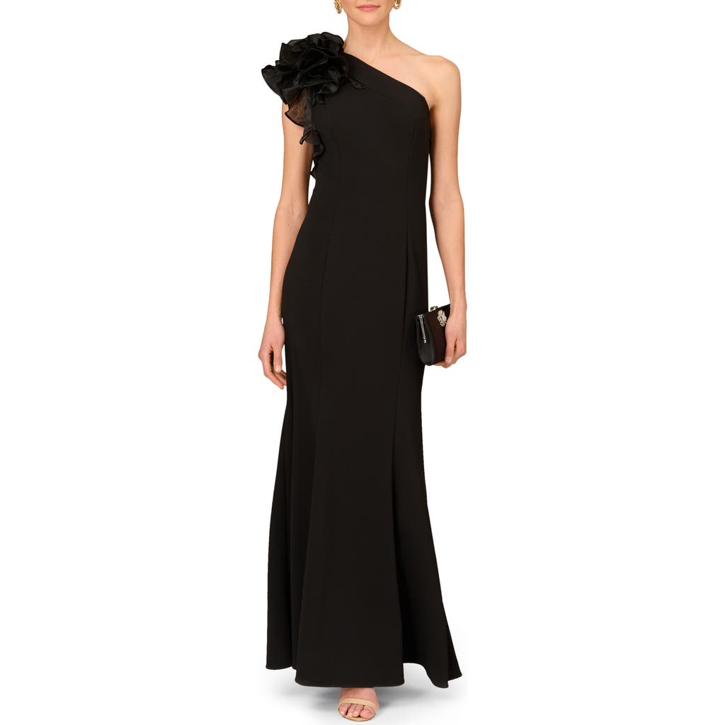 Aidan Mattox by Adrianna Papell One-Shoulder Trumpet Gown in Black  product