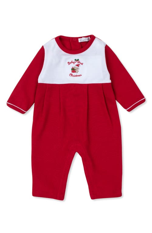 Kissy Kissy Baby's First Christmas Pima Cotton Romper In Red