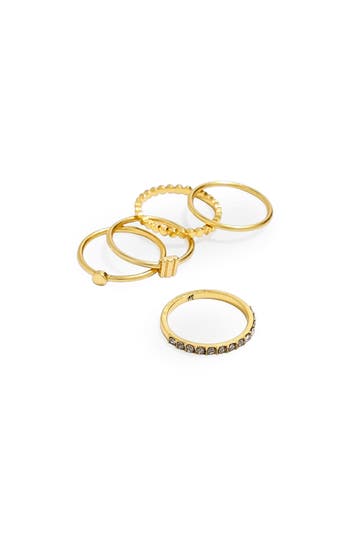 Madewell Set Of 5 Semiprecious Stacking Rings In Gold