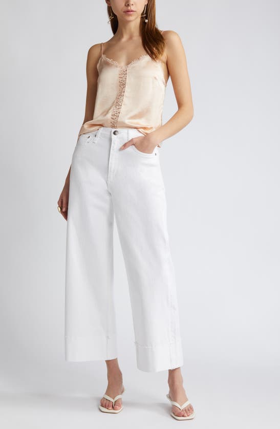 Open Edit Lace Inset Satin Camisole In Beige Bisque